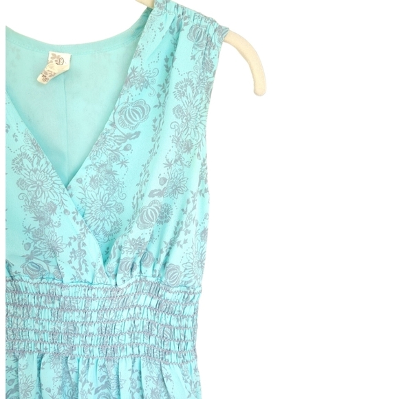 AVENTURA Sz S Aqua Blue Grey Sleeveless Babydoll Mini Dress Y2k Feminine Pockets - Picture 8 of 11